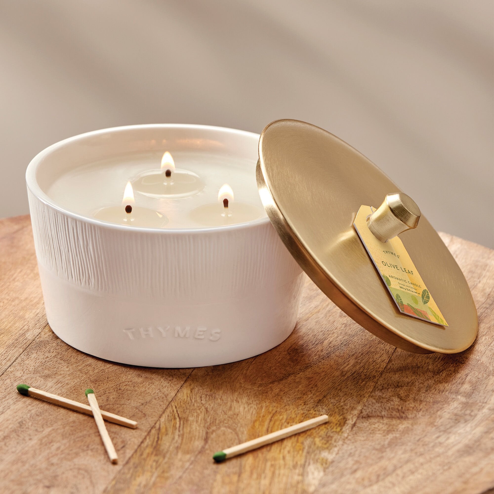 Alternative view of Olive Leaf Statement 3-Wick Candle